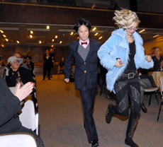 Saturday 'JUN - Ai' Screening young Japanese Actor guided onto stage by Festival Director Rosana Golden